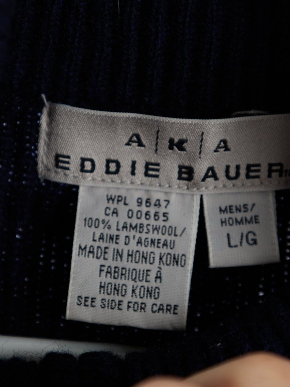 Vintage Eddie Bauer AKA 100% Lambswool Full Zip Ribbed Sweater Jacket Men's L - Picture 4 of 5
